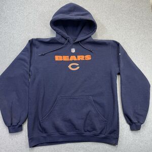 Chicago Bears Hoodie Mens Large L Blue Reebok Pullover Pocket Y2K NFL READ